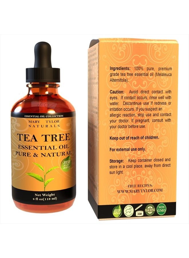 Tea Tree Essential Oil (4 oz) Premium Therapeutic Grade, 100% Pure and Natural, Perfect for Aromatherapy, Diffuser, DIY by Mary Tylor Naturals