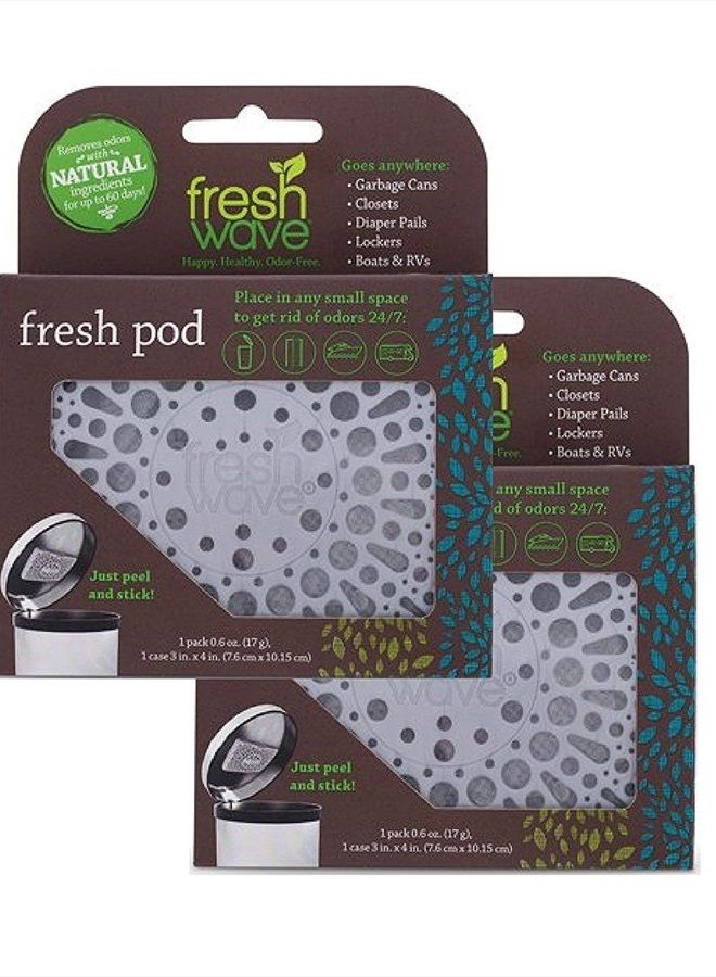 Odor Removing Fresh Pod | 2 Refillable Fresh Pods & 2 Fresh Wave Packs | Safer Odor Relief | Natural Plant-Based Odor Eliminator for Small Spaces | Garbage Cans, Closets & Lockers