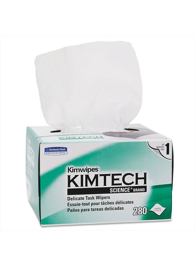 Kimtech 34155 Kimwipes, Delicate Task Wipers, 1-Ply, 4 2/5 X 8 2/5, 280/Box