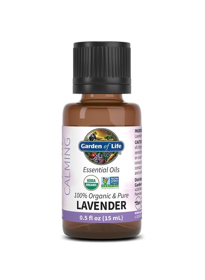 Essential Oil, Lavender 0.5 fl oz (15 mL), 100% USDA Organic & Pure, Clean, Undiluted & Non-GMO - for Diffuser, Aromatherapy, Meditation, Skincare, Sleep - Calming, Relaxing, Soothing
