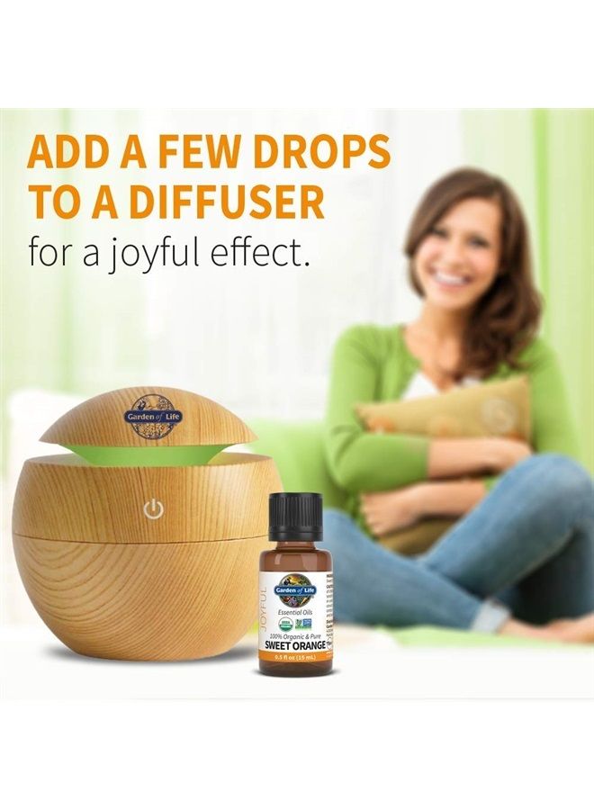 Essential Oil Sweet Orange 100% USDA Organic & Pure, Clean, Undiluted & Non-GMO for Diffuser, Aromatherapy, Meditation, Joyful, Calming, Balancing, Uplifting, 0.5 Fl Oz
