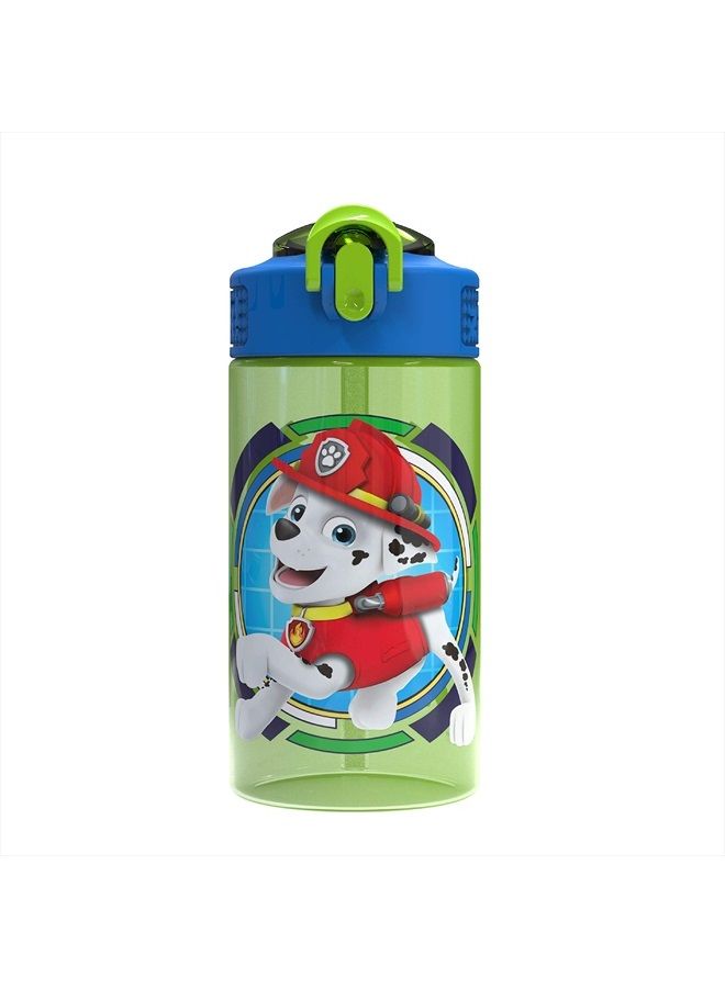 Paw Patrol Kids Spout Cover and Built-in Carrying Loop Made of Plastic, Leak-Proof Water Bottle Design (Rocky, Rubble & Chase, 16 oz, BPA-Free)