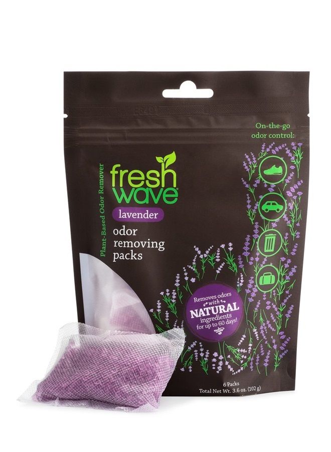 Lavender Odor Eliminating & Deodorizing Packs | Bag of 6 | Safer Odor Relief for Small Spaces | Natural Plant-Based Odor Eliminator | Odor Absorbers for Home