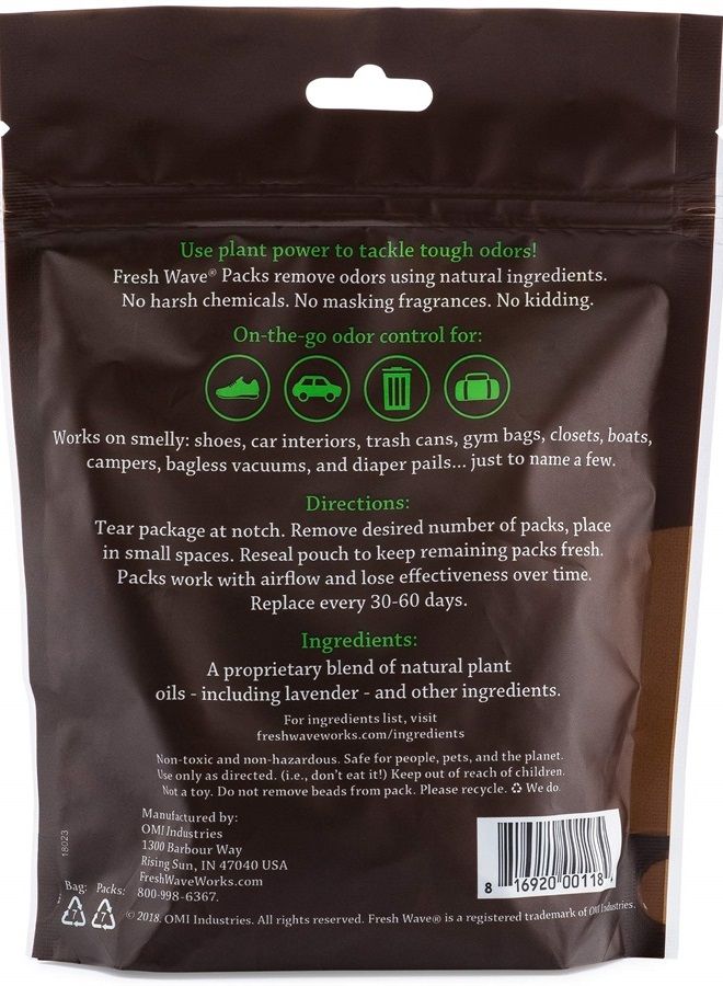 Lavender Odor Eliminating & Deodorizing Packs | Bag of 6 | Safer Odor Relief for Small Spaces | Natural Plant-Based Odor Eliminator | Odor Absorbers for Home