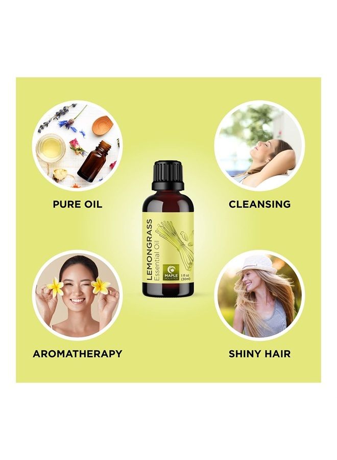 Pure Refreshing Lemongrass Essential Oil - Aromatherapy Lemongrass Oil for Hair Skin and Nails Plus Potent Natural Aromatic Essential Oil for Diffusers for Home and Travel from Maple Holistics