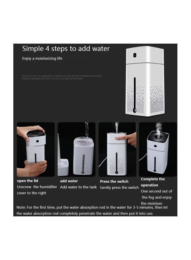 Portable Air Humidifier With LED Night Lamp 3W White/Black