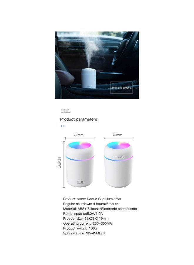 USB Air Humidifier With LED Light White