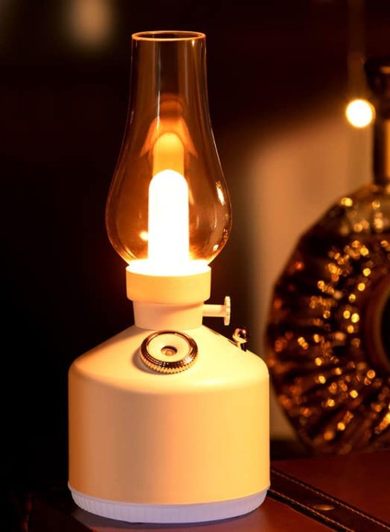 USB Rechargeable Retro Kerosene Lamp Air Humidifier with LED Light Aromatherapy Diffuser Wireless Mist Maker for Home Decoration
