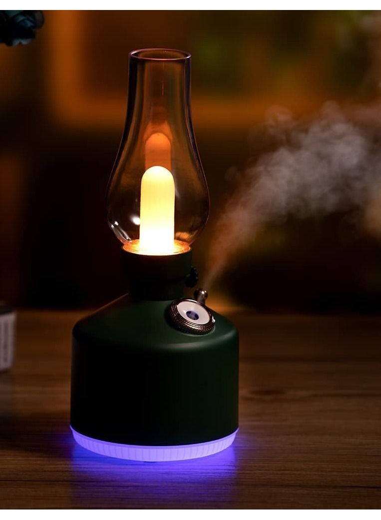 USB Rechargeable Retro Kerosene Lamp Air Humidifier with LED Light Aromatherapy Diffuser Wireless Mist Maker for Home Decoration