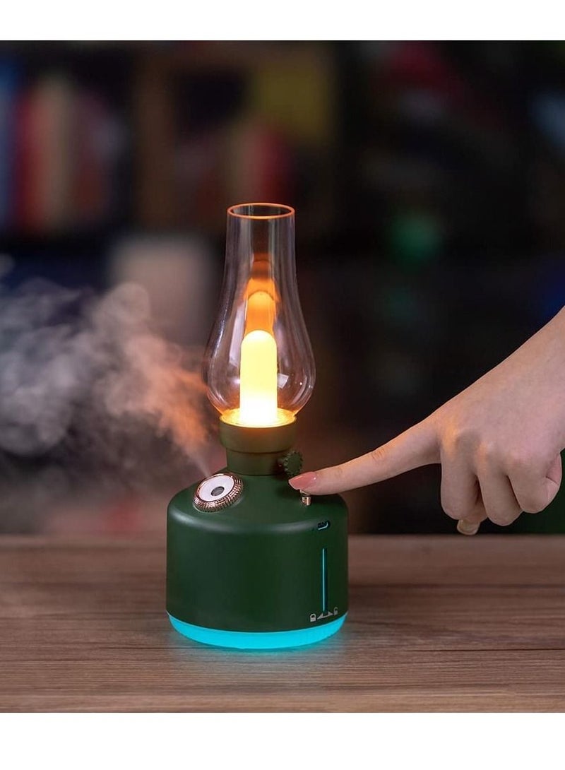USB Rechargeable Retro Kerosene Lamp Air Humidifier with LED Light Aromatherapy Diffuser Wireless Mist Maker for Home Decoration