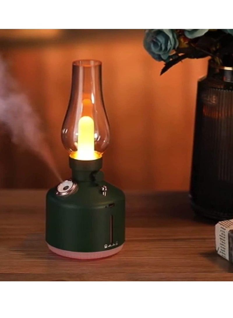 USB Rechargeable Retro Kerosene Lamp Air Humidifier with LED Light Aromatherapy Diffuser Wireless Mist Maker for Home Decoration