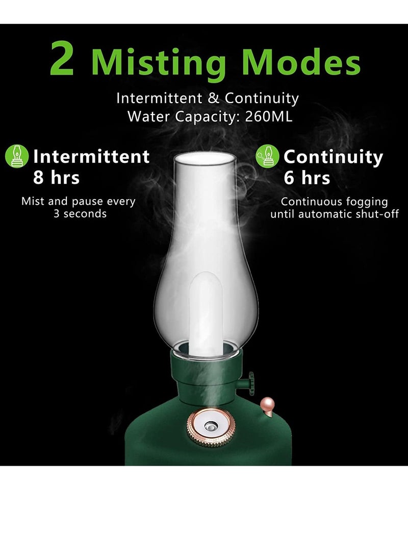 USB Rechargeable Retro Kerosene Lamp Air Humidifier with LED Light Aromatherapy Diffuser Wireless Mist Maker for Home Decoration