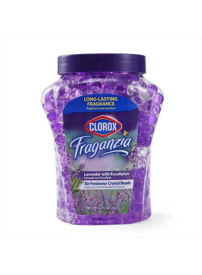 Fraganzia Air Care Air Freshener Crystal Beads in Lavender with Eucalpytus Scent Scent, 12 Ounces | Lavender Eucalyptus Scented Air Freshener Gel Beads from Clorox Fraganzia for Car or Home