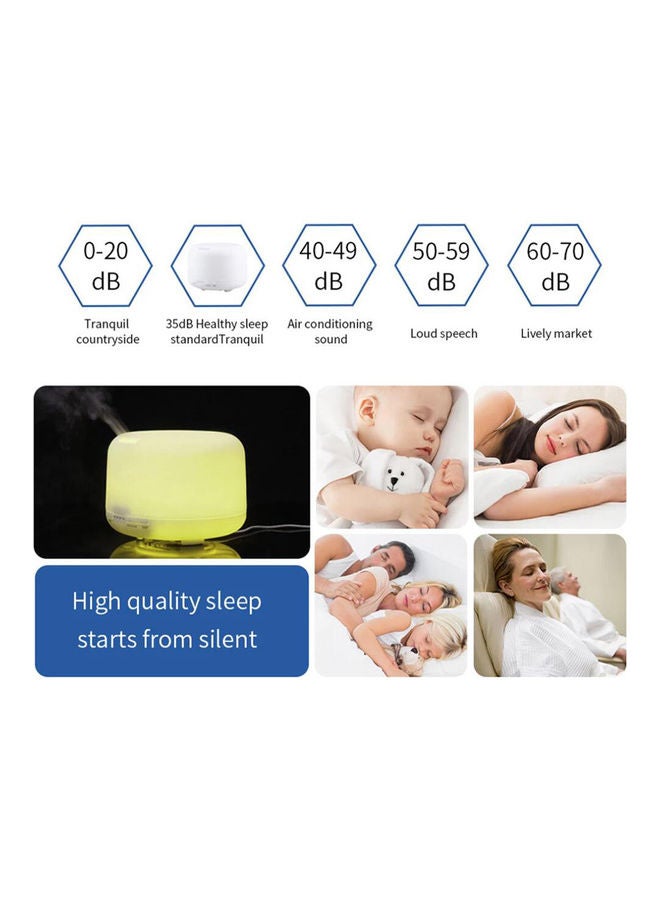7-Colour LED Light Lamp Aroma Diffuser Essential Oil Air Humidifier White 500ml