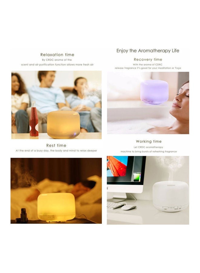 7-Colour LED Light Lamp Aroma Diffuser Essential Oil Air Humidifier White 500ml