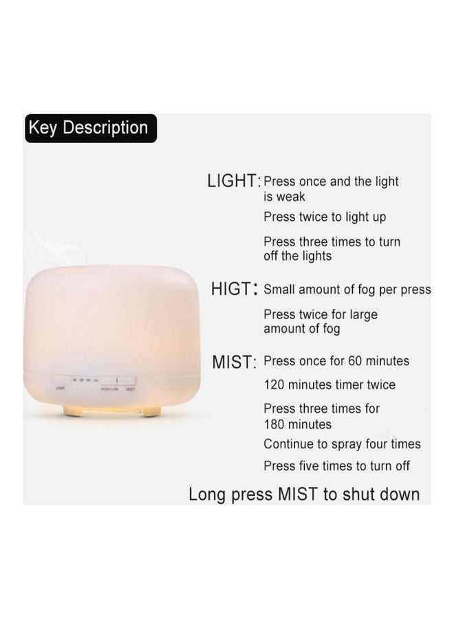 7-Colour LED Light Lamp Aroma Diffuser Essential Oil Air Humidifier White 500ml