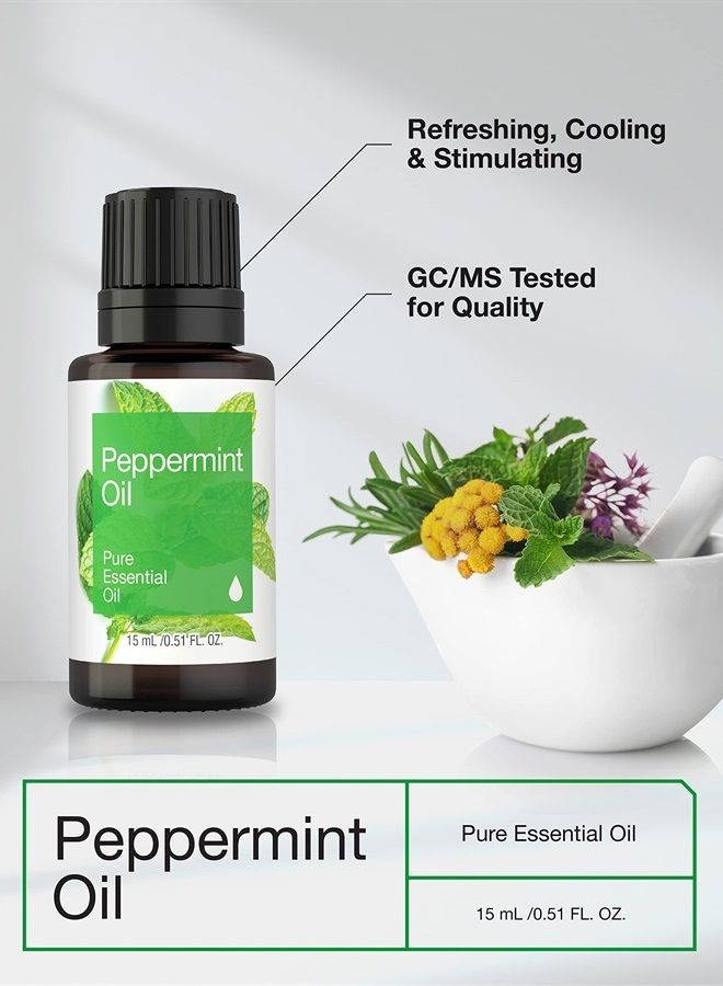 Peppermint Essential Oil | .51 fl oz (15mL) | for Massage, Bath & Diffuser | by Horbaach