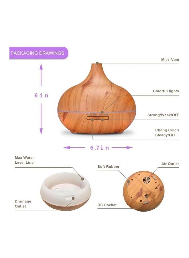 Ultrasonic LED Aromatherapy Humidifier Brown 6.7 x 6inch