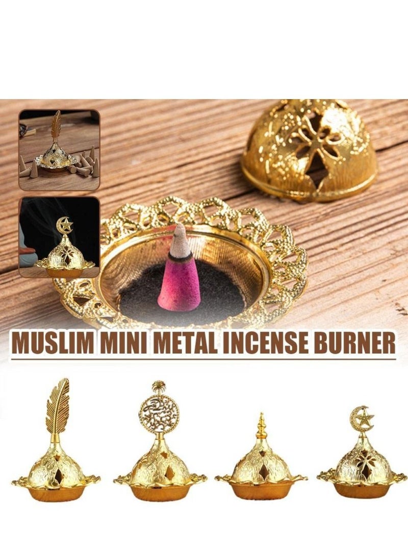 Muslim Eid Mubarak Star Moon Mini Portable Golden Incense Tower Ornaments Ramadan for Home Decor Party Decor Ramadan