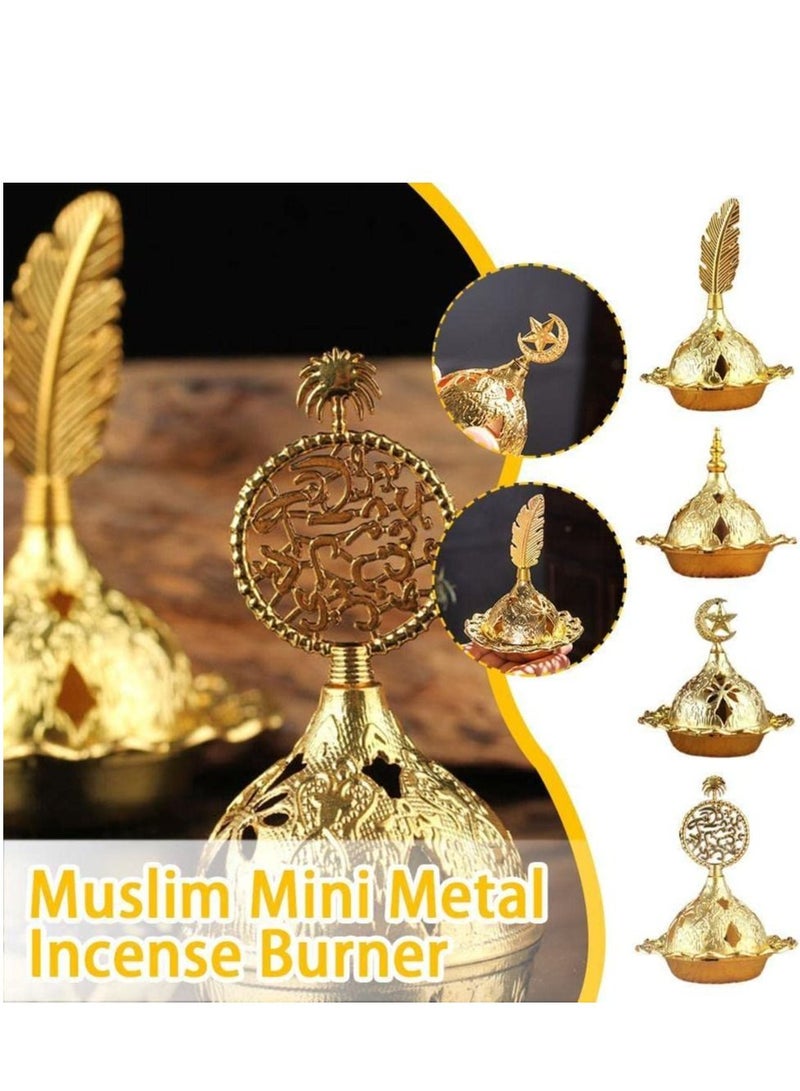 Muslim Eid Mubarak Star Moon Mini Portable Golden Incense Tower Ornaments Ramadan for Home Decor Party Decor Ramadan
