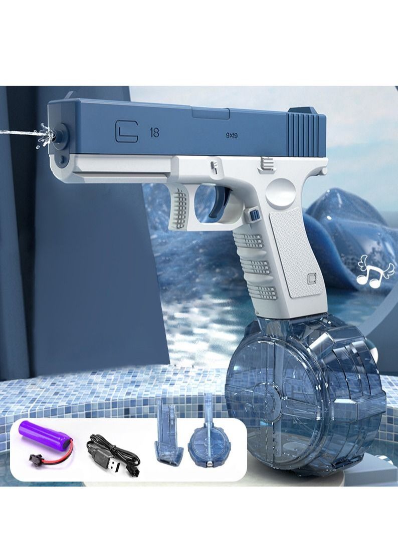 Electric Water Gun Glock Automatic Water Gun for Children and Adults, Water Pistol Beach Pool Summer Toy Gun (Blue)