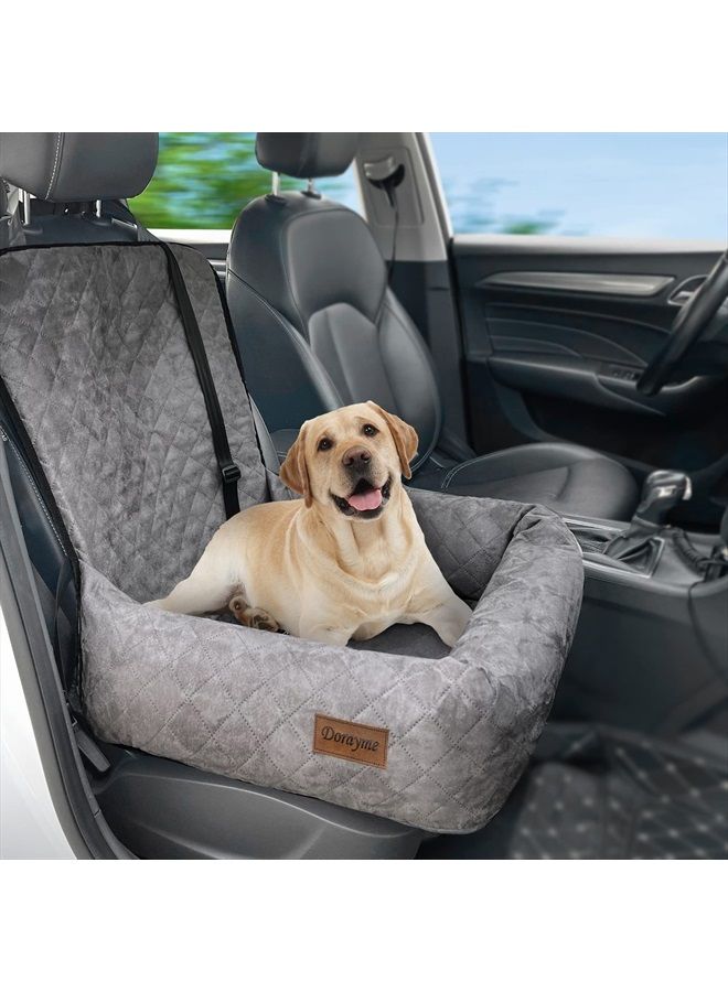 Dog Car Seat Pet Booster Car Seat for Small Mid Dogs, Dog Car Seat is Safe and Comfortable, and can be Disassembled for Easy Cleaning, Comfy Ultra Soft Car Travel Bed (Black) (Gray)