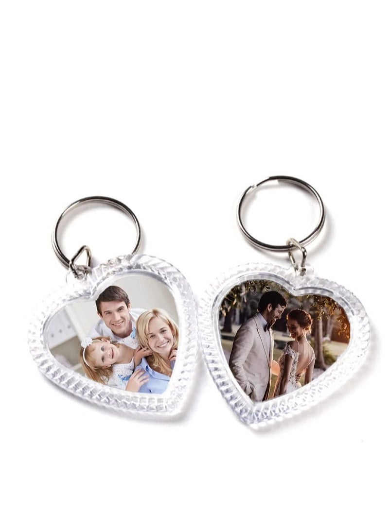 Transparent Acrylic Photo Frame, Keyring Heart-shaped Blank DIY,  Picture Insert Frame, Keychains Key Rings for Unisex Friends Family Couple Craft Artwork(25 PCS )
