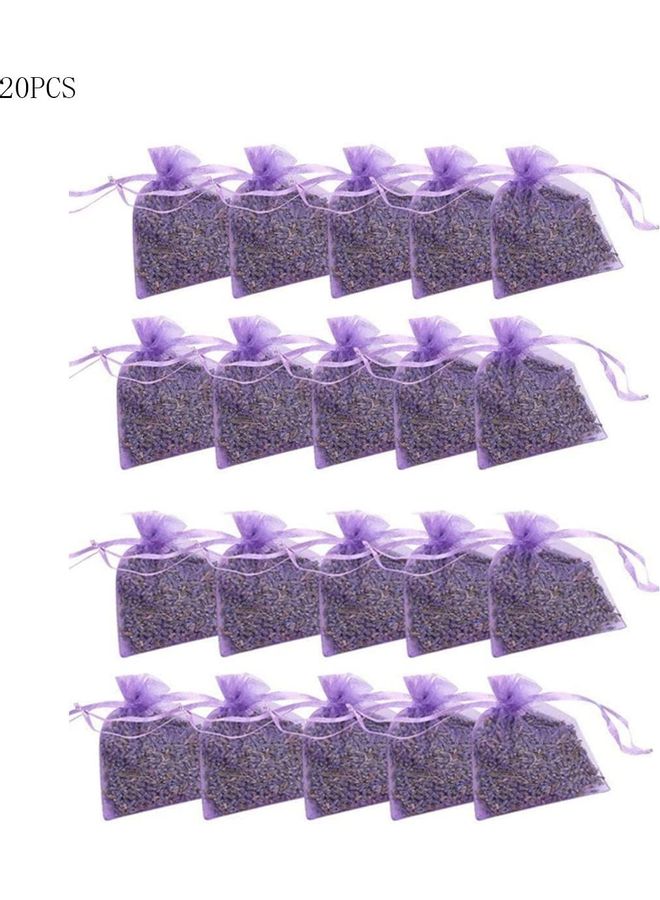 20-Piece Sachet With Dried French Lavender Flower Bud Set Purple 7x9cm