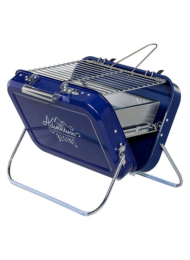 Portable Stainless Steel Charcoal Barbeque Grill With Coal Tray Blue/Silver 13X12X16inch