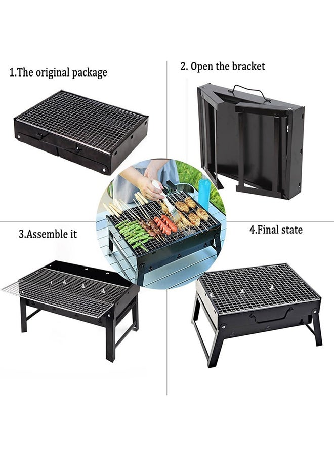 Folding Mini Barbecue Stove Black 35x27x20centimeter