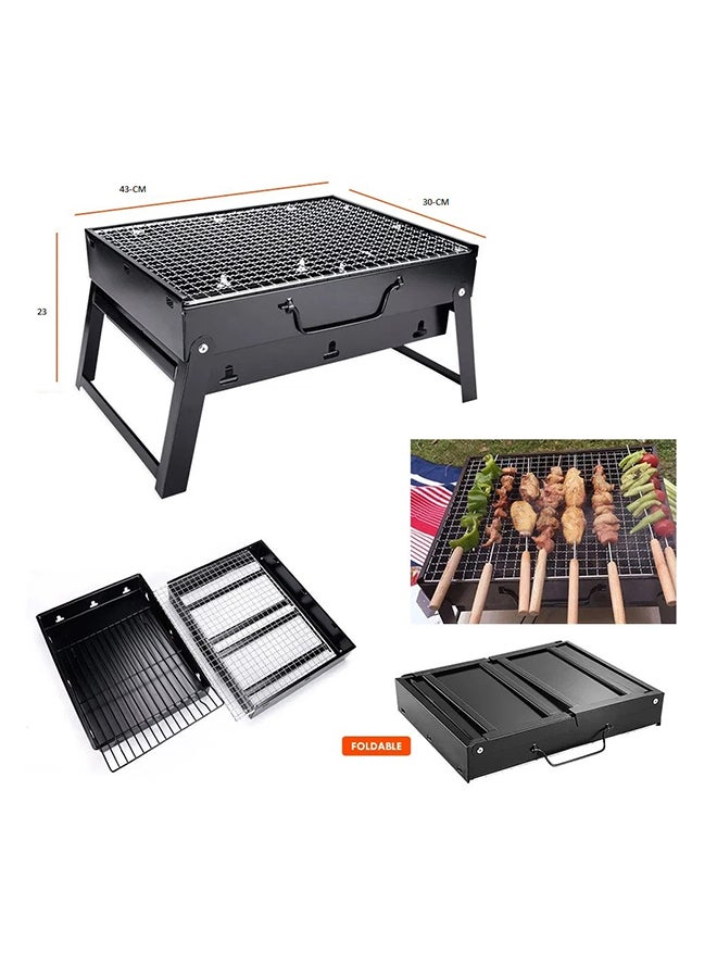 Portable BBQ Charcoal Grill Black 20x35x27cm