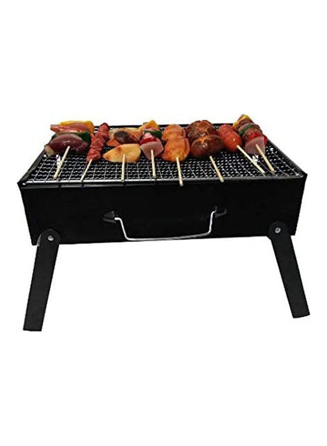 Simple Picnic Barbecue Rack Portable Outdoor Bbq Grill Thickened Black Steel Folding Charcoal Outdoor Tools Black