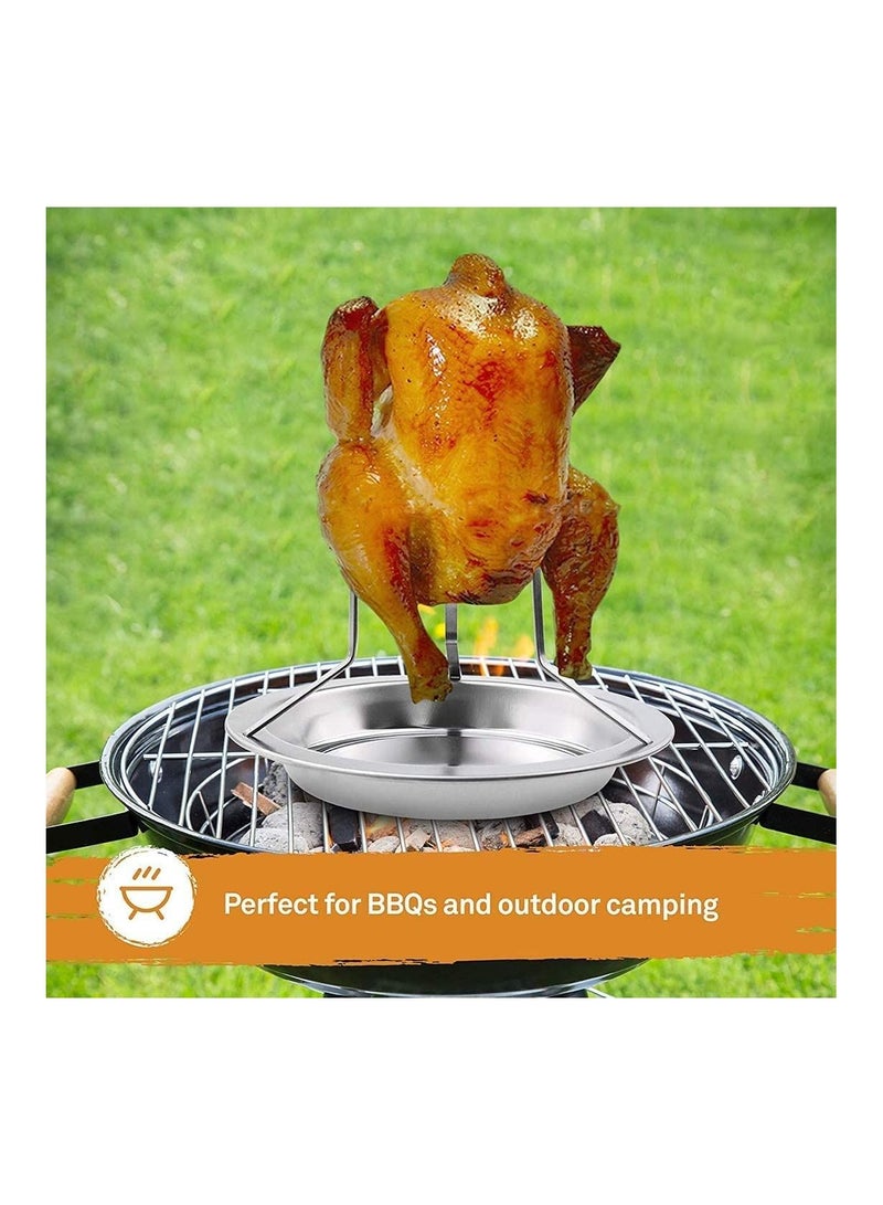 Diagtree Barbecue Beer Can Chicken Roaster Rack Accessory BBQ Accessories Succulent Roast Bird Vertical Holder Thickened Grilling Baking Cooking Pans