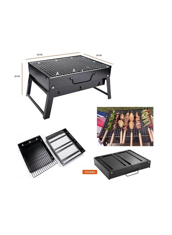 Portable BBQ Charcoal Grill Black 20x35x27cm