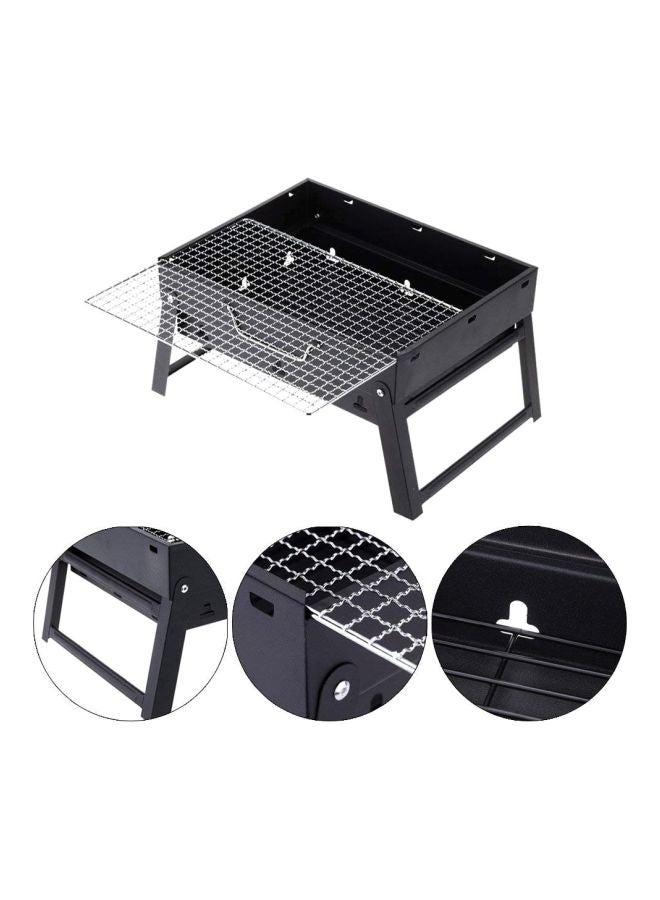 Portable And Foldable Barbecue Grill Black/Silver 36x29x7.5cm