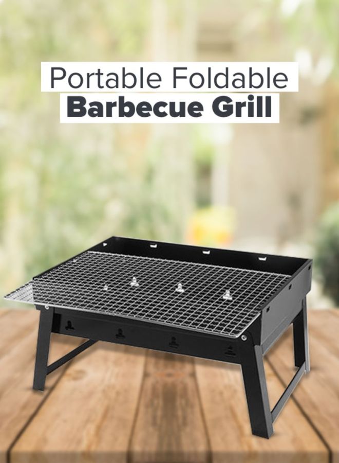 Portable And Foldable Barbecue Grill Black/Silver 36x29x7.5cm