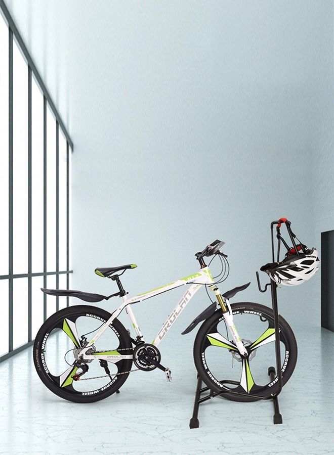 Upright Bike Stand - Premium Quality Vertical & Horizontal Adjustable Bicycle Floor Parking Rack - Safe & Secure for Storing MTB Road Bikes in Garage or Home
