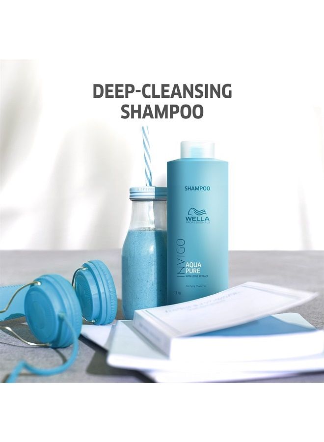 Wella Professionals Invigo Aqua Pure Shampoo, with Caring and Refreshing Ingredients, Extra Scalp Care, 33.8oz