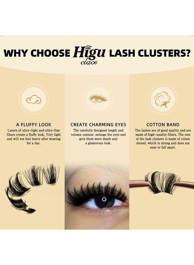 Lash Clusters DIY Eyelash Extensions 5 Pairs Russian Lashes Wispy DD Curl Cluster Lashes 11-17mm Clear Band Eyelash Clusters Soft Long Reusable Cluster Eyelash Extensions Look (CLUSTER 01)