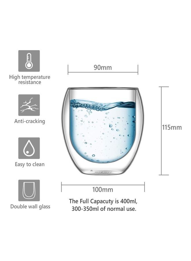 2-Piece Double Walled Coffee Mugs Clear