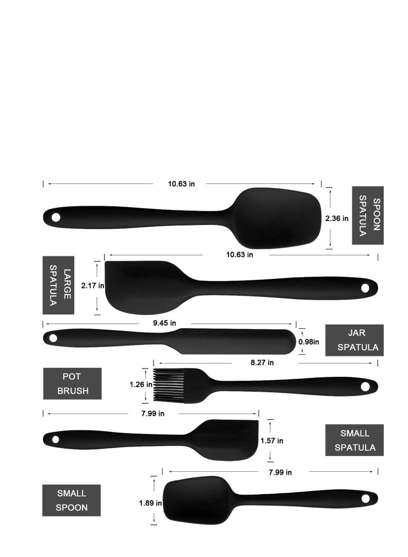Silicone Spatula Set 6 Piece Rubber Spatula Set Heat-Resistant Spatula Kitchen Utensils Set for Cooking Baking and Mixing