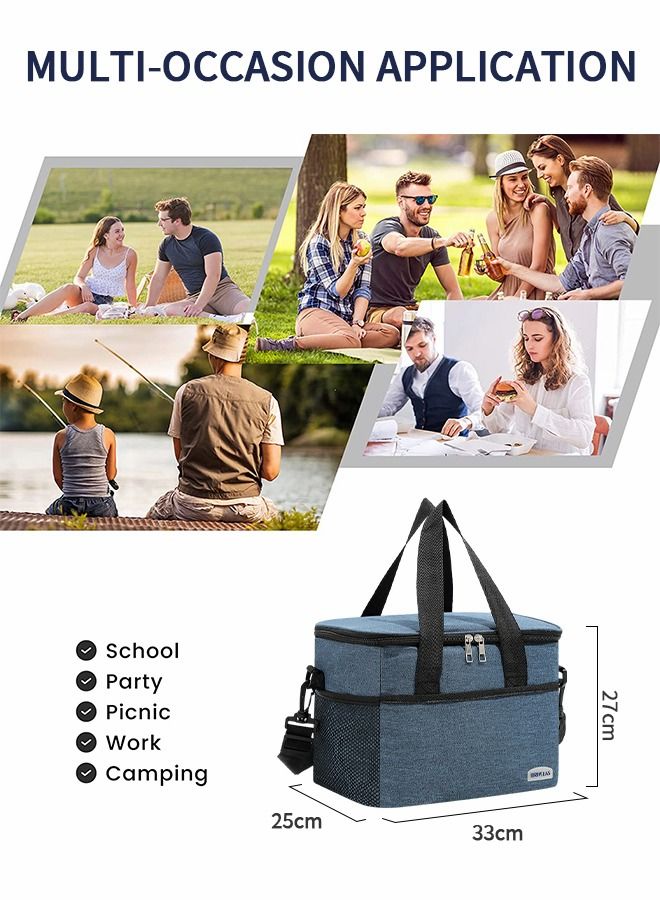 Portable Picnic Basket Large Capacity Lunch Bag Picnic Cooler Bag Insulated Picnic Basket, Picnic Cooler, Oxford Cloth Crossbody Portable Outdoor Picnic Bag Picnic Supplies Camping Accessories