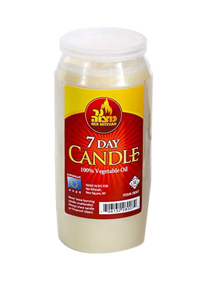 7 Day Yartzeit Candle Cream 5.56X2.69X2.69inch