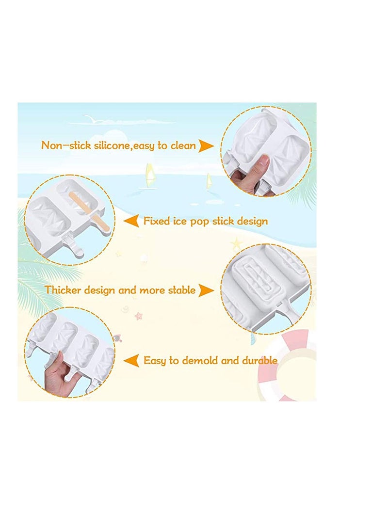 Ice Pop Molds Set Popsicle Molds Cavities Large Diamond Shaped Silicone , Homemade Popsicle Maker Ice Cream Mold Oval Cakesicle Molds or DIY Ice Cream, Cakesicle