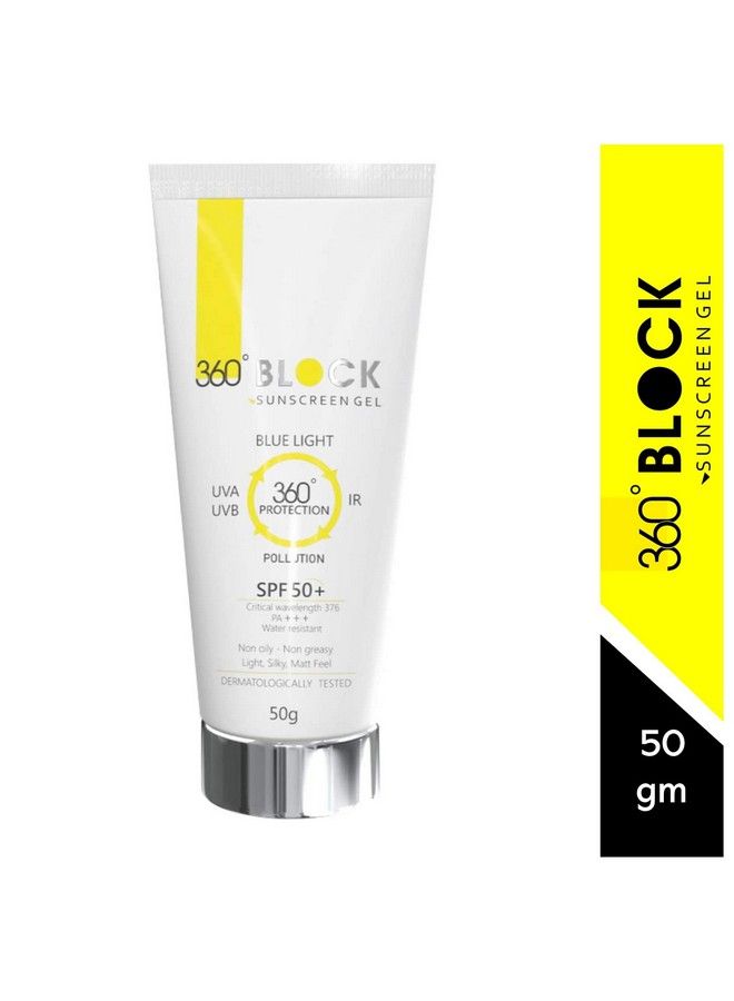 360 Block Sunscreen Gel Spf 50+ Protects From Uva Uvb Infrared Radiation (Ir) Blue Light & Atmospheric Pollutants