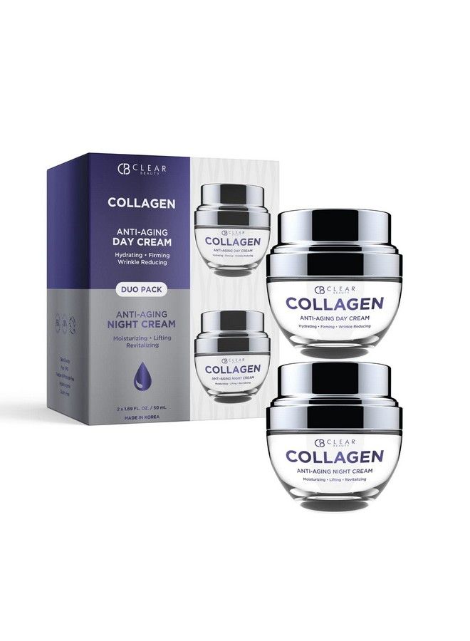 Clair Beauty Collagen Day/Night Moisturizer Antiaging Cream Duo Set Value Pack