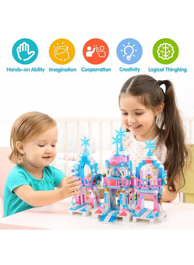 Friends Frozen Castle Building Kit Princess Magical Ice Palace Creative Toy Set For Girls 612 Best Learning And Roleplay Stem Construction Toy Gifts With Storage Box For Kids (522 Pieces)