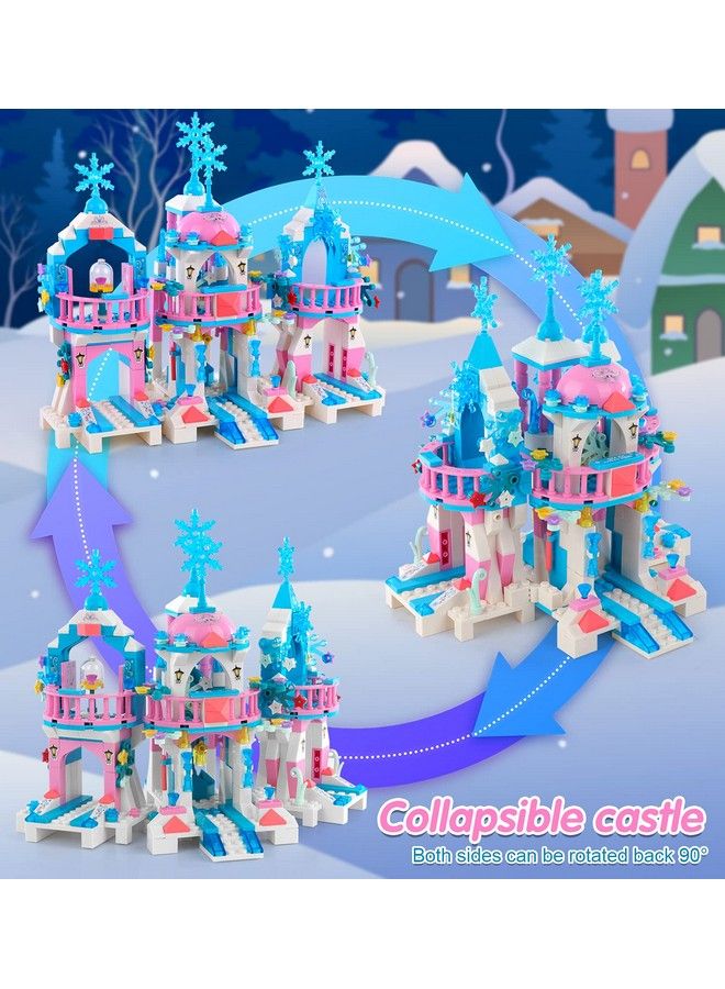 Friends Frozen Castle Building Kit Princess Magical Ice Palace Creative Toy Set For Girls 612 Best Learning And Roleplay Stem Construction Toy Gifts With Storage Box For Kids (522 Pieces)