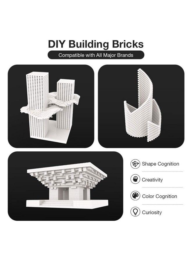 Building Bricks 1500 Pcs Basic Building Blocks Compatible With All Major Brands (White)