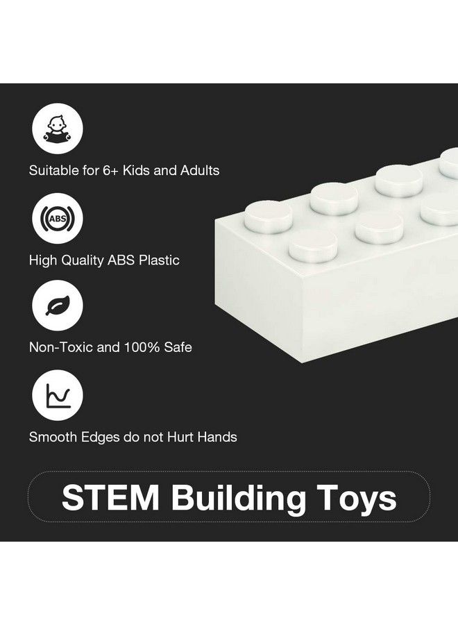 Building Bricks 1500 Pcs Basic Building Blocks Compatible With All Major Brands (White)